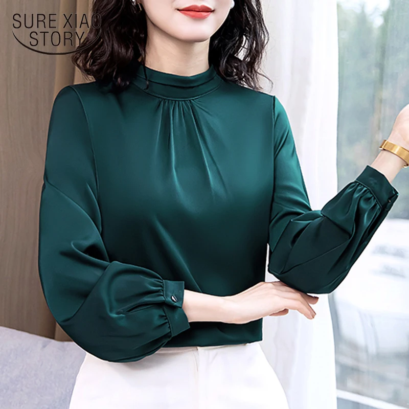 

Silk Shirt Women's Long Sleeve Elegant Satin Blouse Fashion Foreign Style Loose Mulberry Silk Tops Feminina Plus Size Tops 13039