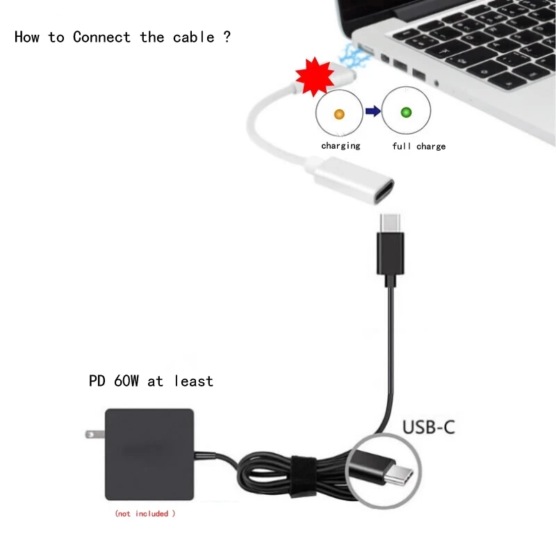 

USB C Type C Femal to Magsaf* 1/2 T-Tip L-Tip Charger For Apple MacBook Air/MacBook 45W 60W 85W 12/13/15" Charger Power Adapter
