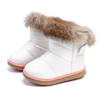 Детские ботинки на кроличьем меху, с плюшевой подкладкой, для девочек, зимняя теплая хлопковая обувь, зимние сапоги для мальчиков