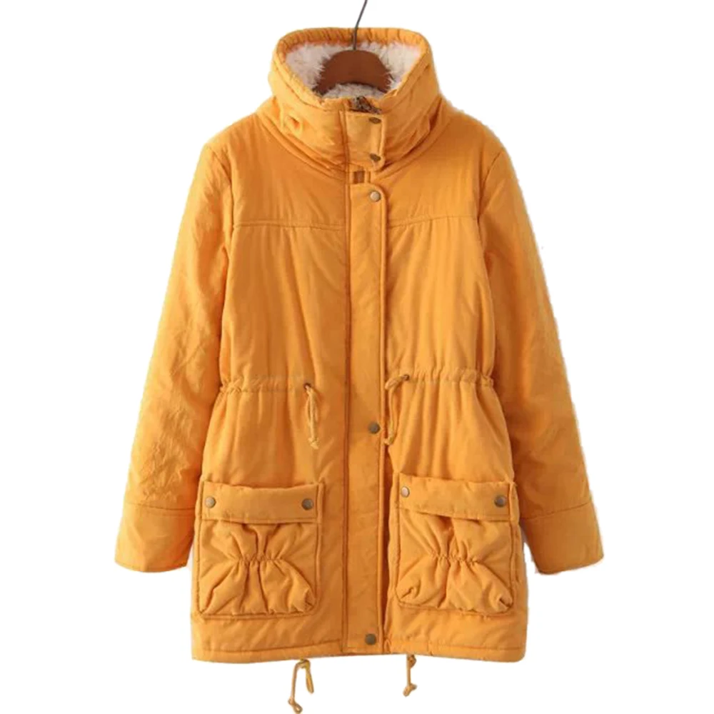 Yellow LOOZYKIT, зимнее пальто для женщин, модный бренд, свободная верхняя одежда,, Femme, средней длины, ватная куртка, ватная парка, Mujer размера плюс - Цвет: Yellow