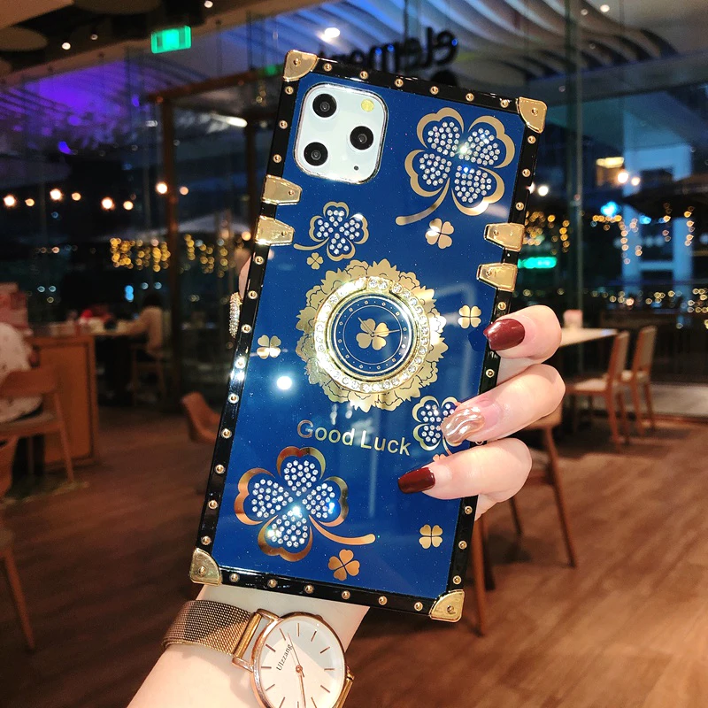 

Чехол для телефона с кольцом и цветами на удачу для Samsung Note10Lite, Note10 Plus, Note 20 Ultra, Note9, Note8, квадратный мягкий чехол с бриллиантами, чехлы