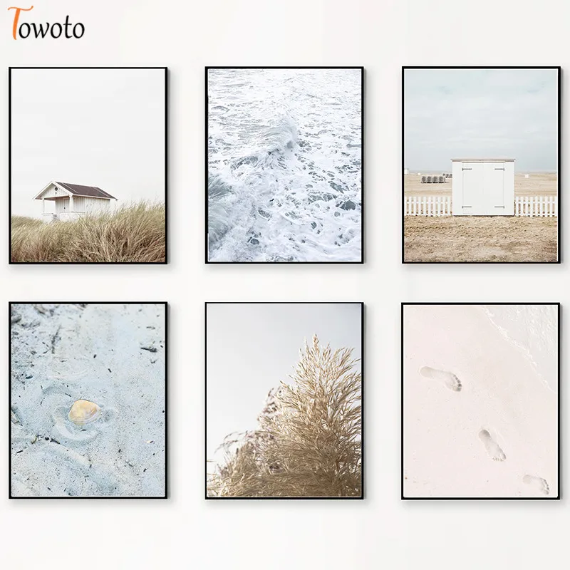 Скандинавский постер с изображением песчаного пляжа природы на холсте для