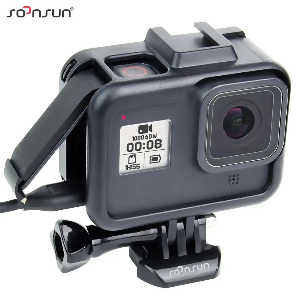 SOONSUN стандартная защитная рамка Корпус чехол оболочка крепление для GoPro Hero 8 для HERO8 черный Go Pro Аксессуары