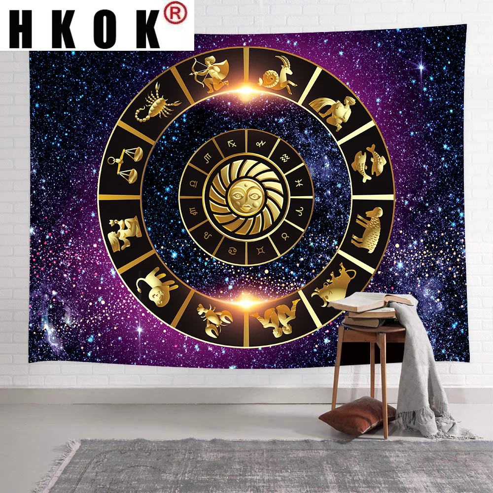 

HKOK Galaxy Космический гобелен Созвездие Таро искусство настенные подвесные гобелены для гостиной спальни дома одеяло Декор