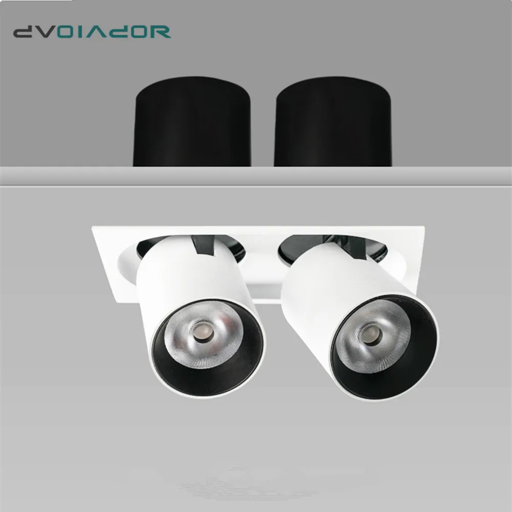 Foco LED de doble cabezal lámpara de techo empotrada, 24W, 20W, 14W, sala de estar, nórdico simple, ajustable y giratorio, CREE COB downlight