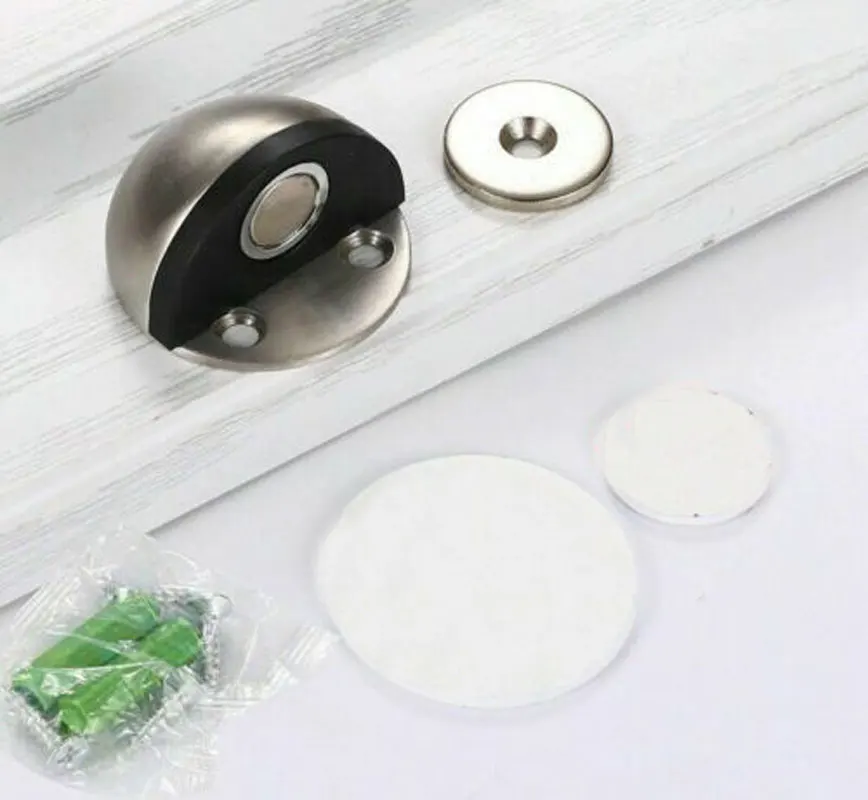 

Stainless Steel Rubber Magnetic Door Stopper Non Punching Sticker Hidden Door Holders Floor Mounted Nail-free Door Stops