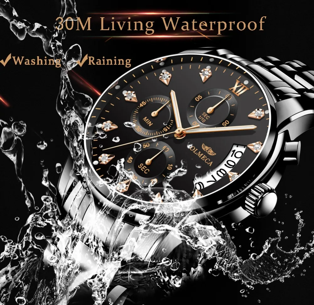 

Mens Watches Top Brand Luxury OLMECA Clock Relogio Masculino 3ATM Waterproof Watches Chronograph Wristwatch Reloj Hombre for Men