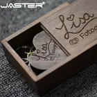 Флэш-накопитель JASTER, USB 2,0, 4 ГБ, 8 ГБ, 32 ГБ, 64 ГБ, 128 ГБ, 2021 лет, деревянное сердце + Подарочная коробка, свадебный подарок