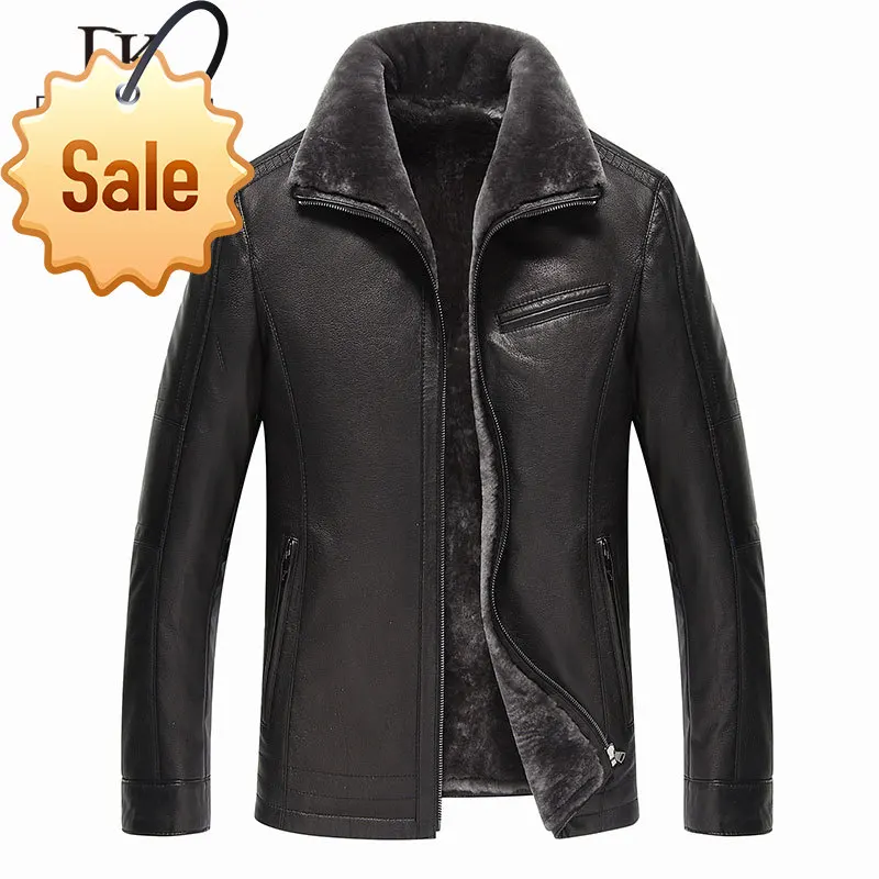 

Мужская теплая куртка из натуральной воловьей кожи, с шерстяной подкладкой