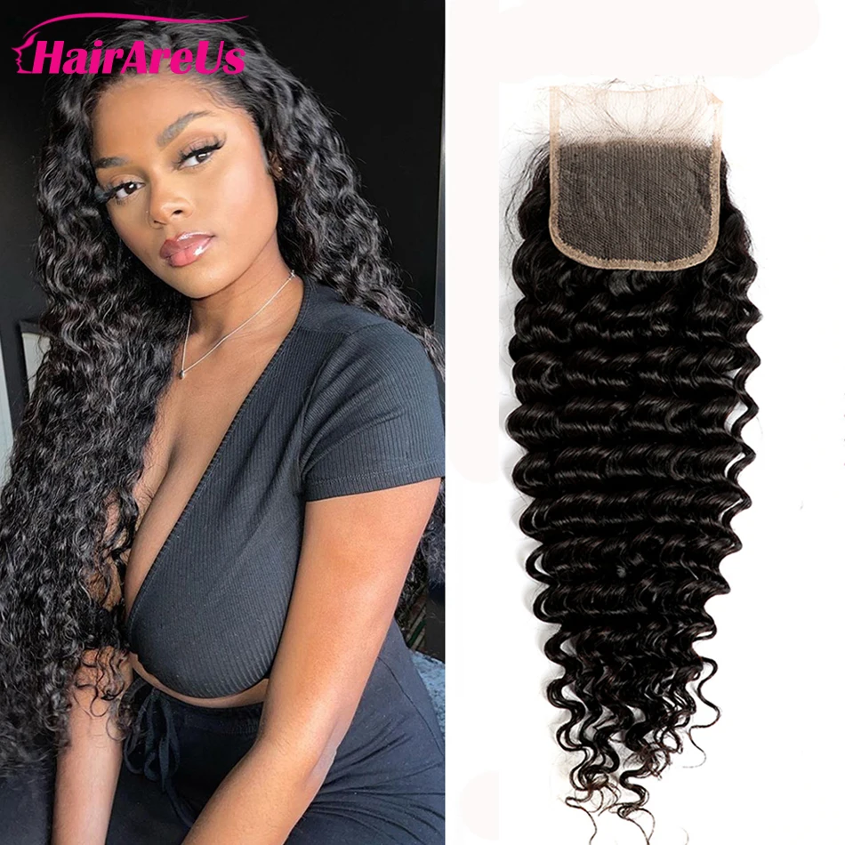 

Deep Wave Lace Closure Hd Transparent 5x5 Lace Closure Brazilian Remy Hair Pre Plucked 100% Human Hair Lace Closure 22 Inch