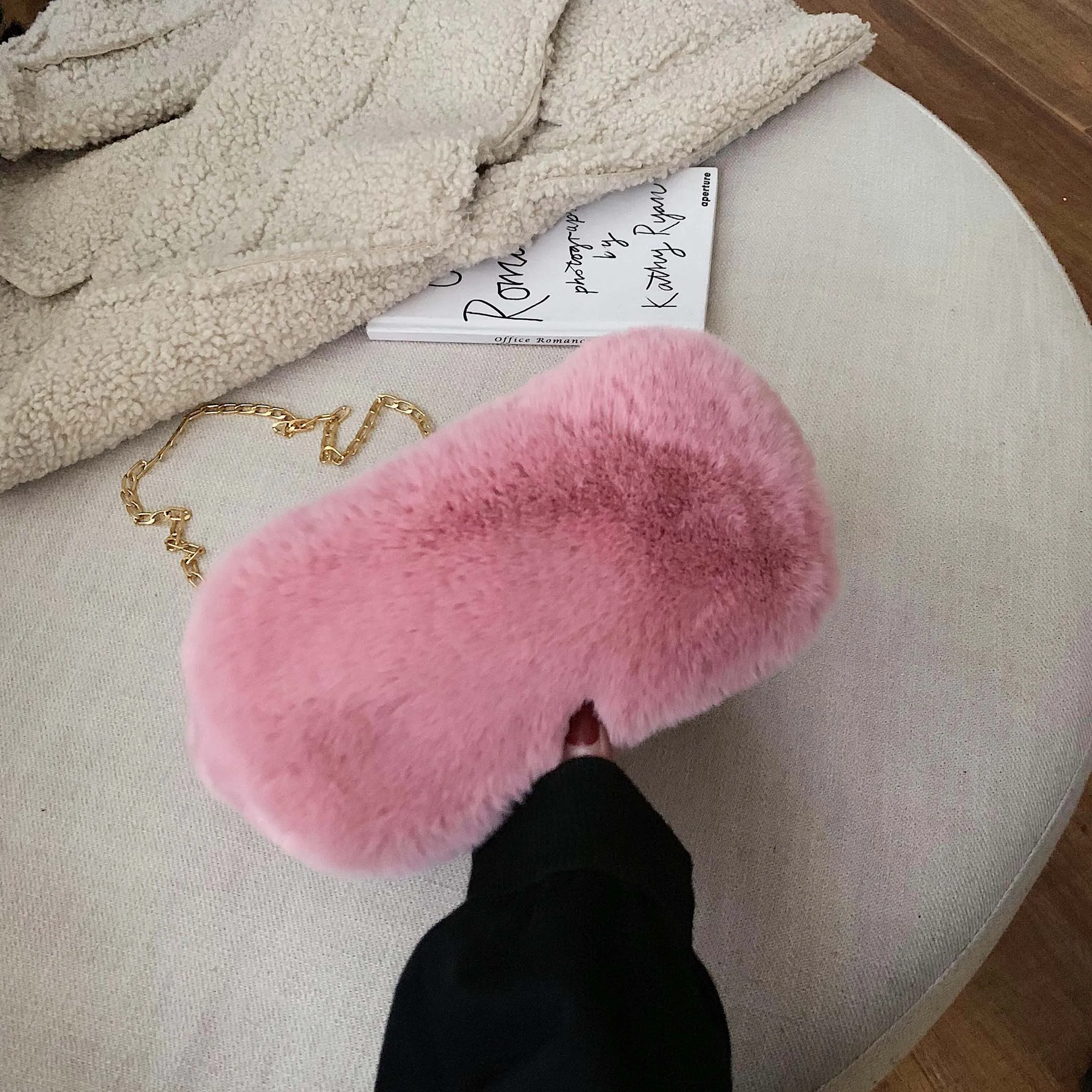 Зимняя женская сумка-тоут из искусственного меха сумка ручка металлической