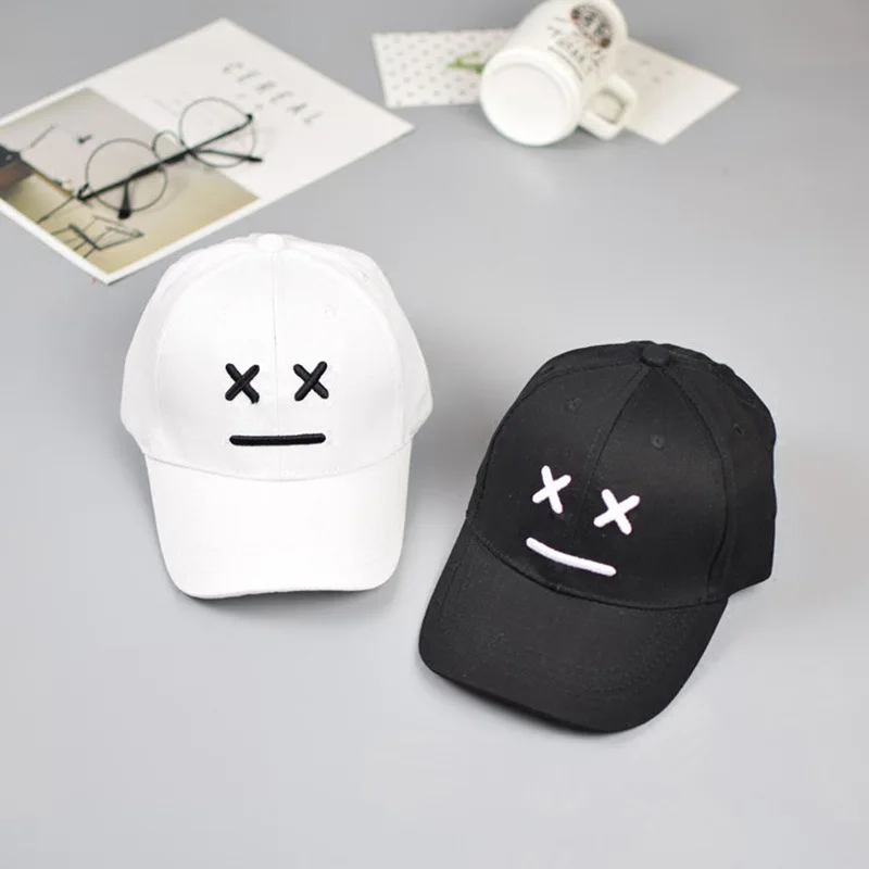 

Sad Face Baseball Cap For Kids Cotton Adjustable 3D Embroidery Summer Children Caps Hip Hop Snapback Hat For Little Boys Girls