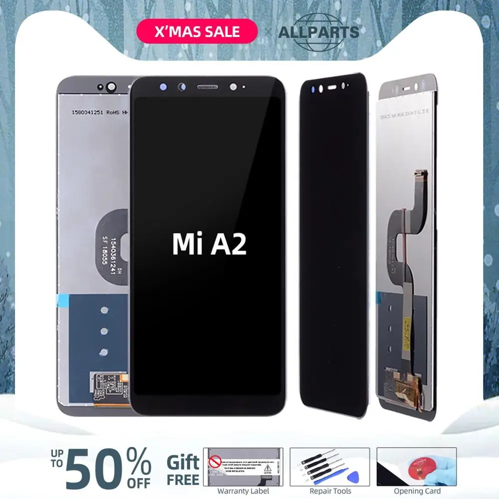 Дисплей для XIAOMI Mi A2 6X LCD в сборе с тачскрином на рамке 5.99'' черный белый