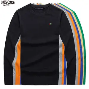 Свитер мужской вязаный, весна-осень, 100% хлопок, с длинным рукавом, Повседневный, M-3XL