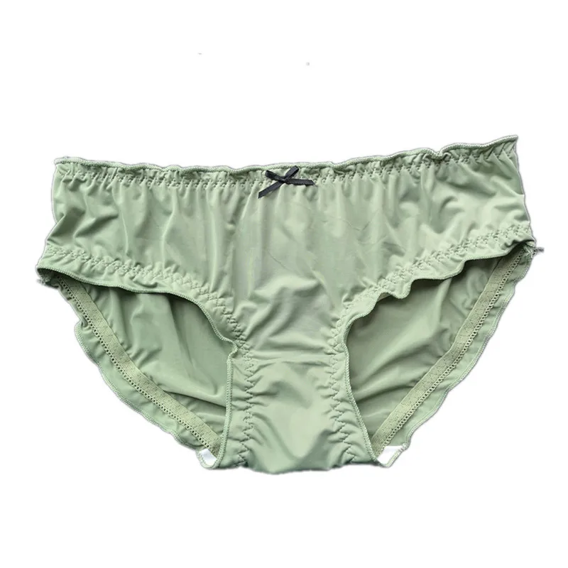 

Young Ladies' Panties Comfortable And Simple Solid Color Low Waist Student Ice Silk Underwear Women Summer New Style Briefs