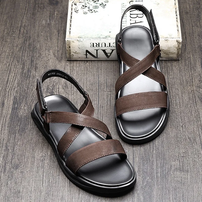 Повседневные мужские сандалии-гладиаторы на мягкой платформе с перекрестными