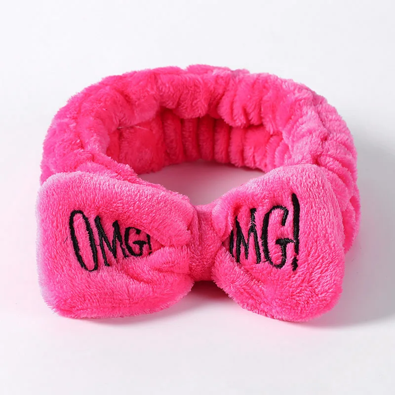 

Bowknot OMG Letter Coral Fleece Wash Face Bow Hairbands For Women Girls Headbands Headwear Hair Bands Turban Hair Accessories