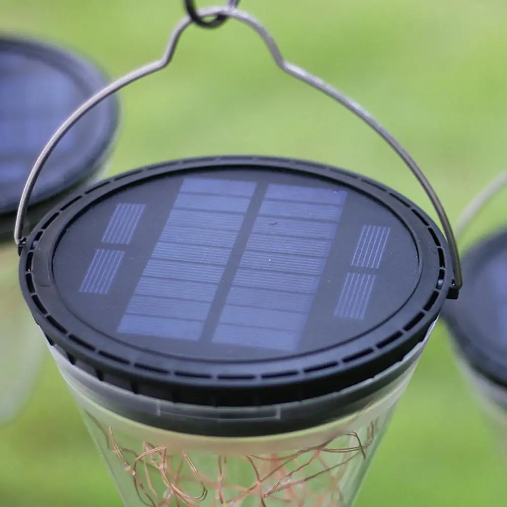 

2Pcs Solar LED Cone Shape Hanging Lamp Light Waterproof Yard Garden Decoration