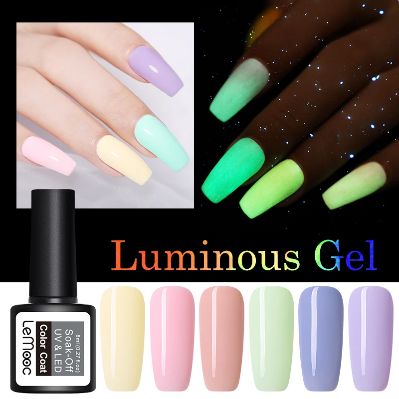 LEMOOC 8 мл светящийся гель телесный Розовый Цвет Гель лак Полупостоянный