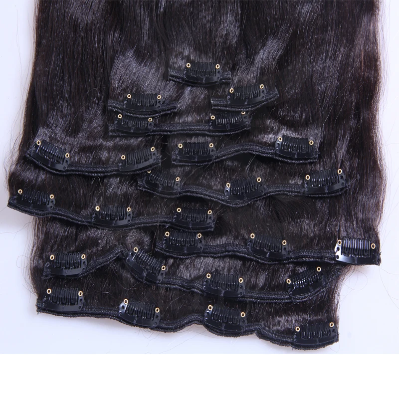 Светильник-итальянские прямые накладные человеческие волосы на клипсе полный