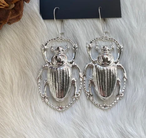 Серьги скарабей серьги-жуки серьги-подвески с насекомыми ювелирные изделия