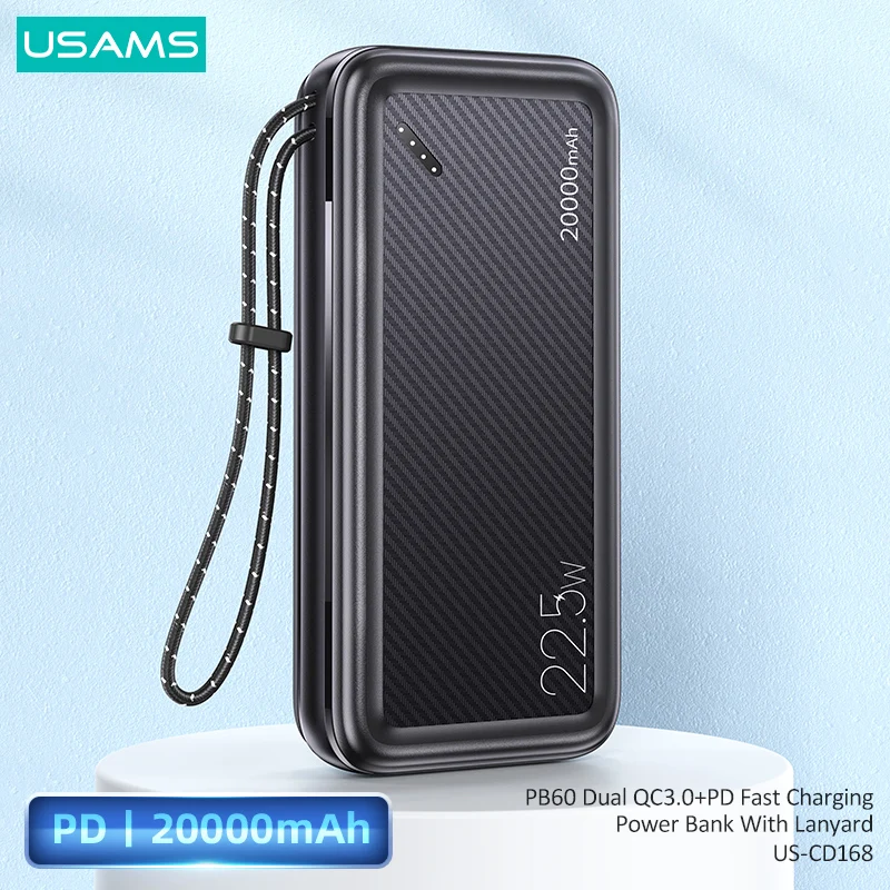 usams 20000mah 22 5w pd3 0 qc3 0 fast charging power bank for iphone huawei xiaomi samsung tablet type c port external battery free global shipping