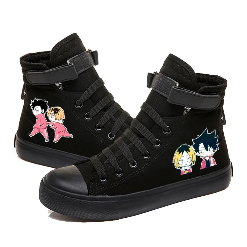

Unisex Anime Tobio Kageyama Preppy Black Casual Ankle Canvas Shoes Hinata Shoyo Hook Loop plimsolls duck shoes Sneakers