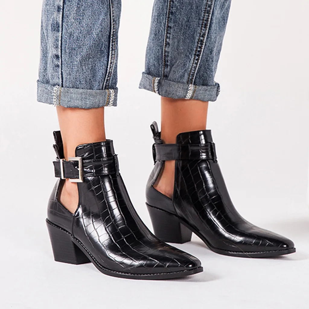 2020 женские ковбойские ботильоны осень пряжка ремешок заостренный сексуальный