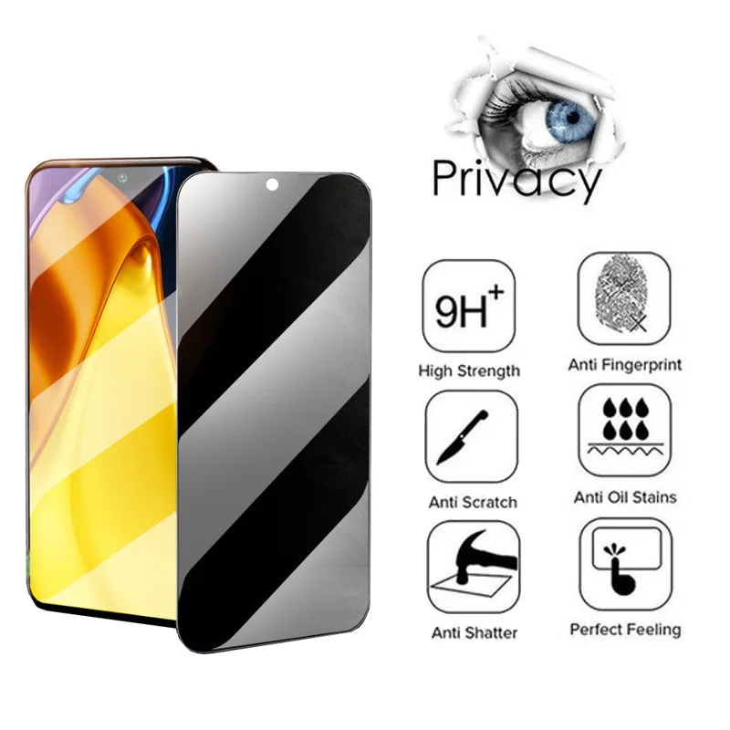 poco x5 pro Anti-spy cristal templado for xiaomi f3 x3 pro poco m4 pro 4g poco x4 gt anti spy screen protector poco m3 x3 gt pro x3pro f4 5g x4gt safty privacy protection & anti peeping tempered glass