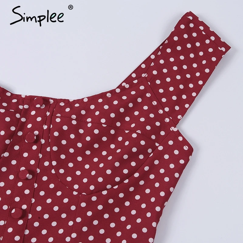 Женское платье трапеция Simplee в горошек 2019 летние женские бордовые вечерние