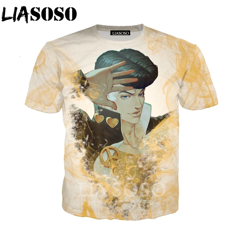 LIASOSO для мужчин женщин Kujo Jotaro Толстовка 3D принт аниме JoJo Необычные Приключения Футболка короткий рукав уличный Топ пуловер A317-07 - Цвет: 13