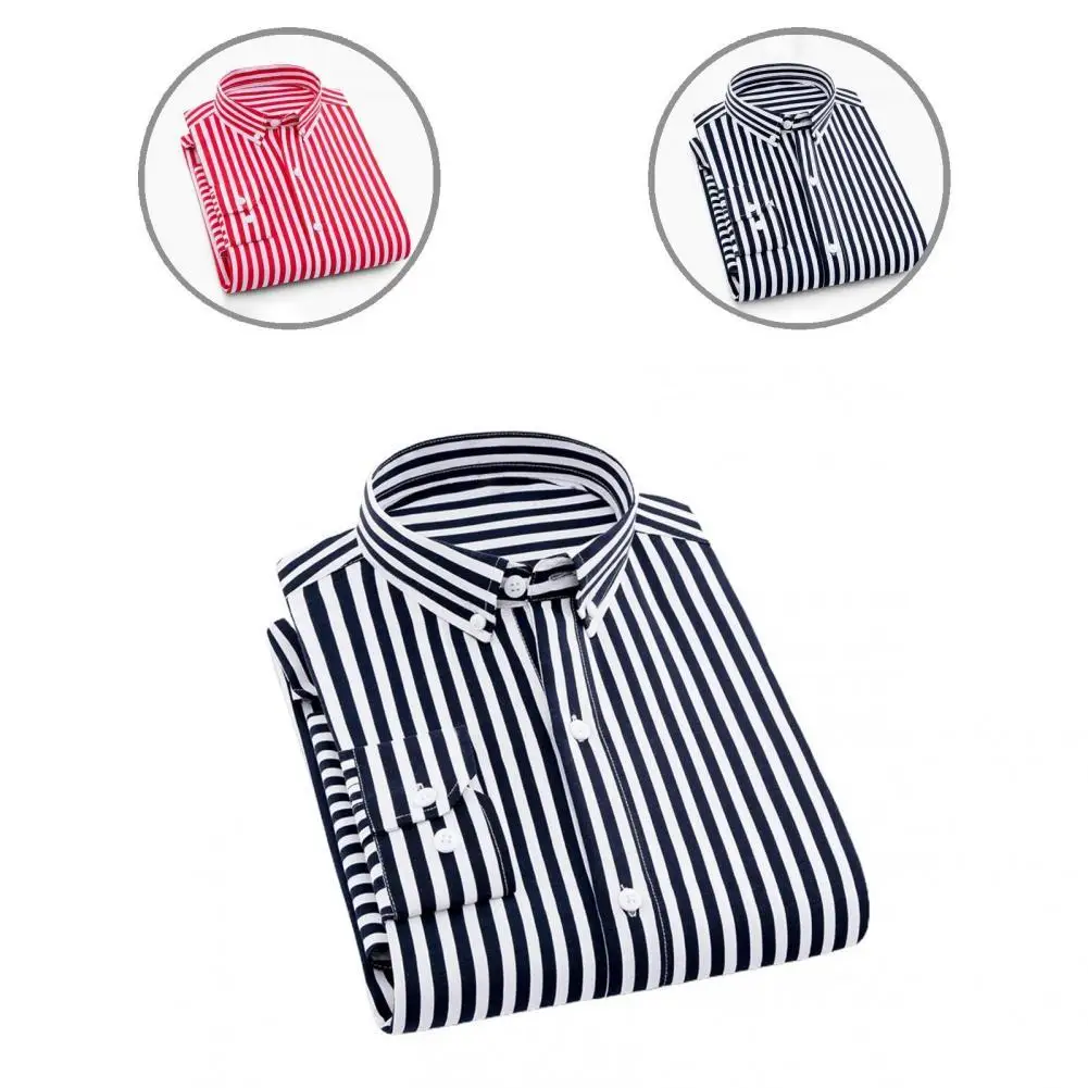 

Men Shirt Popular Soft Striped Slim Lapel Shirt for Dating Buttoned Shirt Shirt
