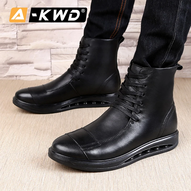 Мужские защитные ботинки из натуральной кожи рабочая обувь высокие берцы лифты