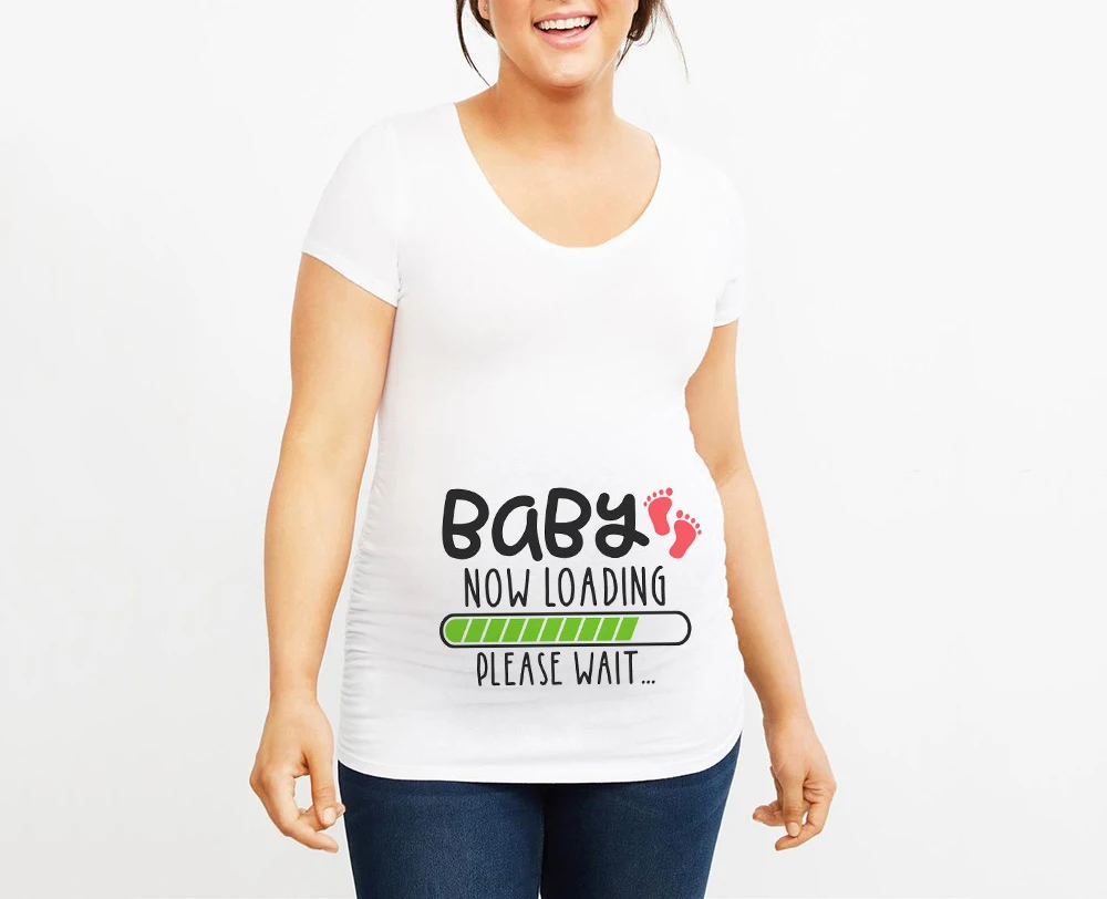 Футболка для беременных с коротким рукавом и мультяшным принтом