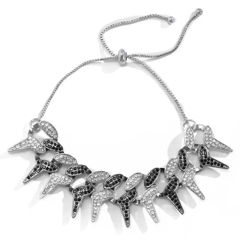 

IMEONLY Statement Black White Color Crystal Bracelet Irregular Hollow Alloy Charms Bracelets for Women Ladies Jewellery Party