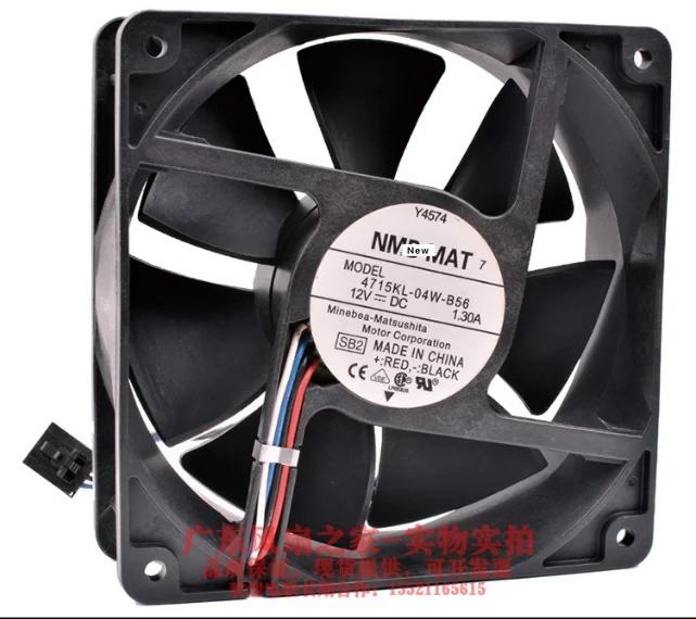 

for NMB-MAT 4715KL-04W-B56 PB1 DC 12V 1.30A 4-Wire 120X120X38mm Server Cooling Fan