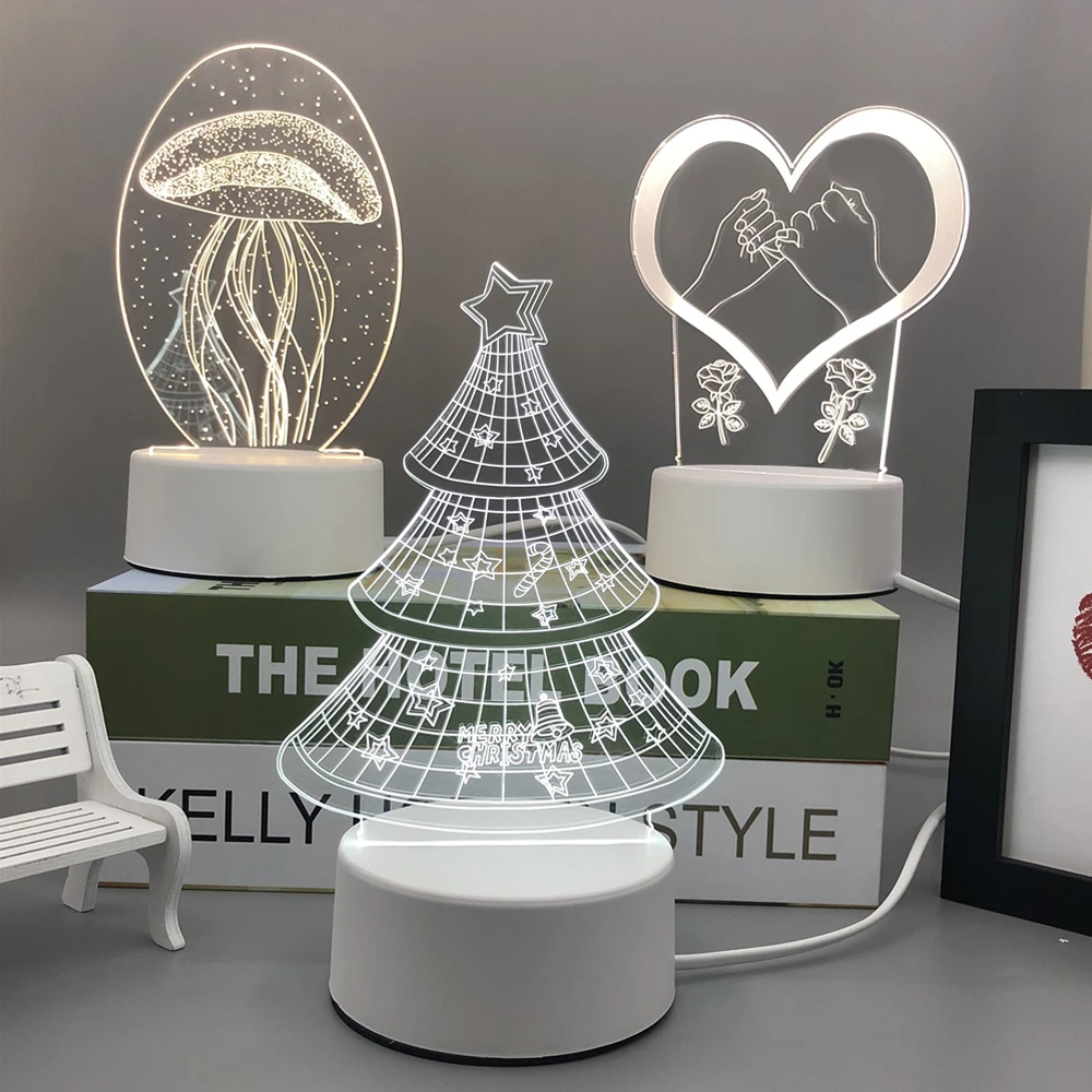 

New 3D Night light Plug in originality Small table lamp bedroom Bedside lamp Acrylic customized birthday gift Decorative lamp