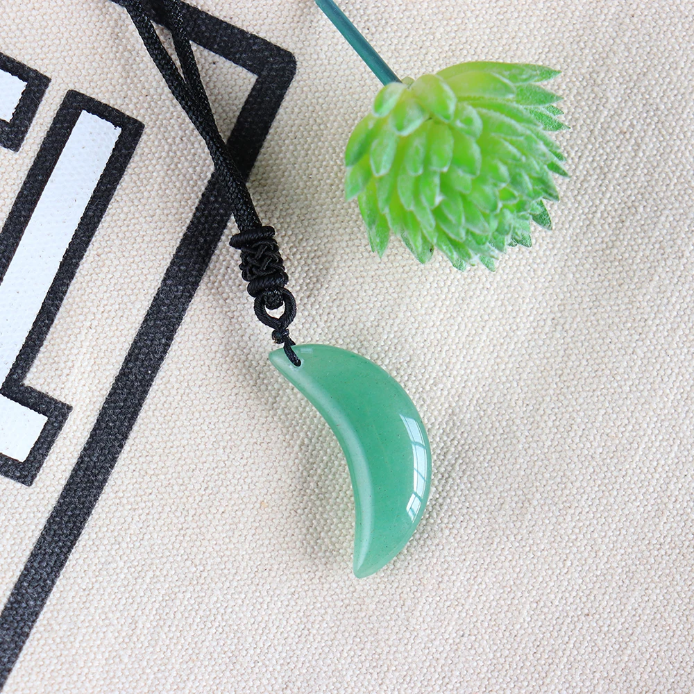 1 шт. ожерелье в форме Луны натуральные кристаллы авантюрина подвеска из