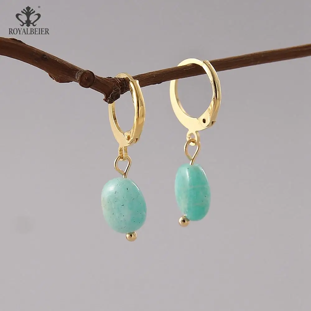 

Женские серьги с натуральным камнем, подходящие ко всему, серьги-капельки из амазонита, милые элегантные серьги OL, ювелирные изделия, оптова...