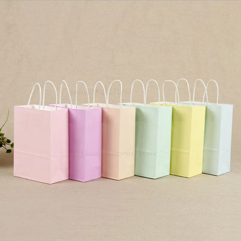 

Festival Gift Kraft Bag Soft Pink Shopping Bags DIY Multifunction Recyclable Paper Bag With Handles