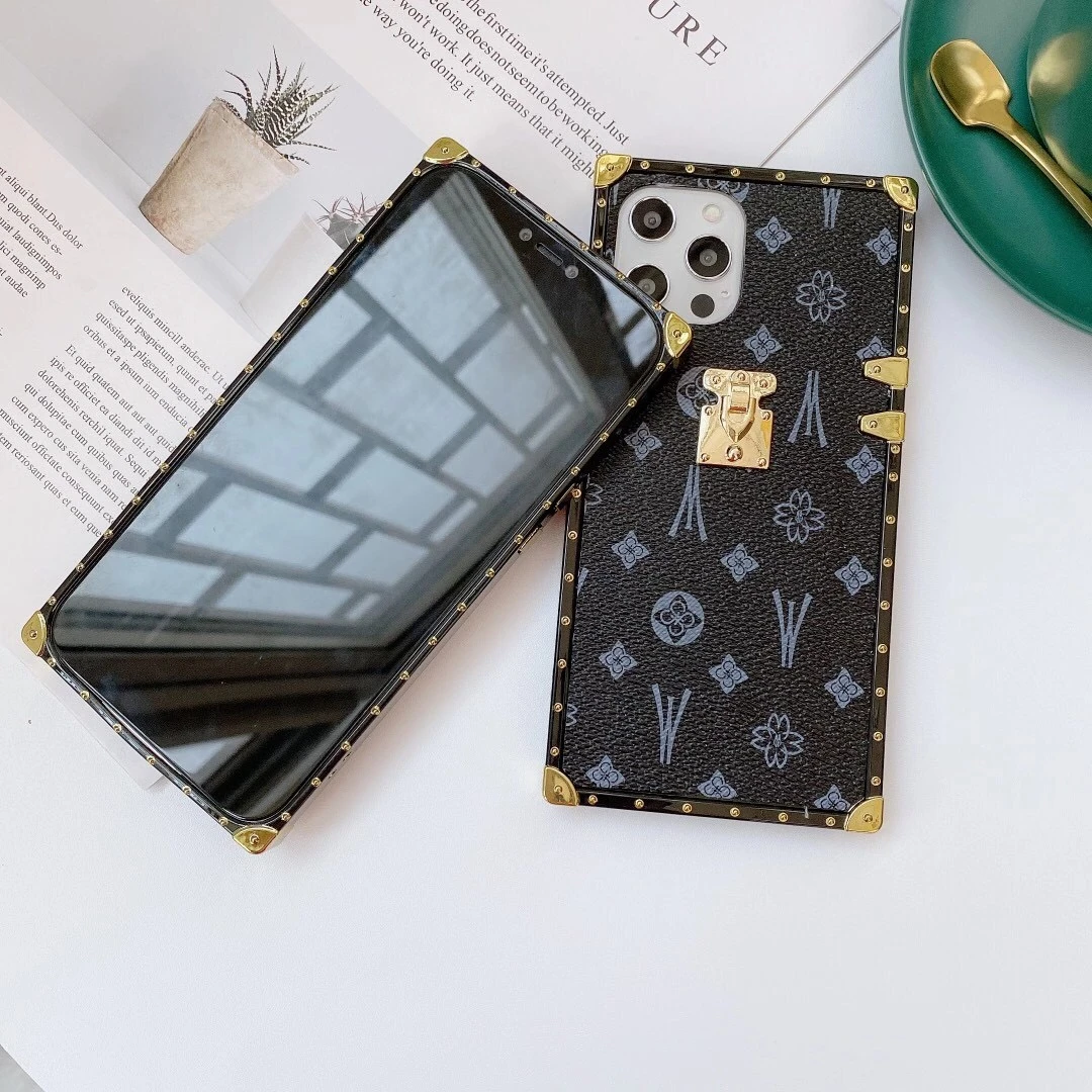 

Fashion Square Leather Phone Case For iPhone 11 12 Pro Max XS MAX XR 7 8 Plus SE Luxury Geometric cover For Samsung S20 10 Coque