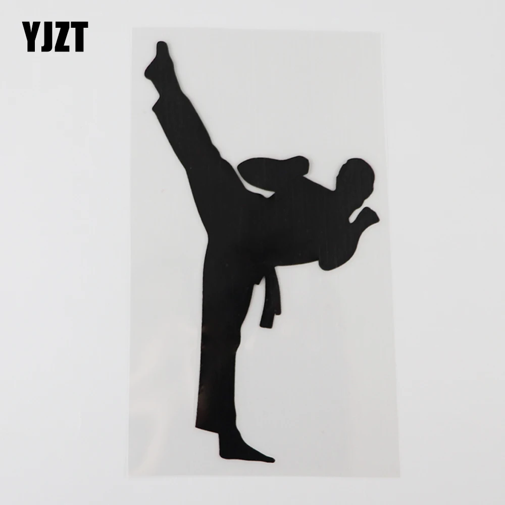 

YJZT 8.5CMX16.1CM Karate Tae Kwon Do Martial Arts Decal Vinyl Car Sticker Black/Silver 8A-1137