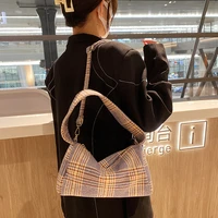houndstooth retro style shoulder bags for women soft wool textiles leather crossbody bags fashion handbags ladies popular purses