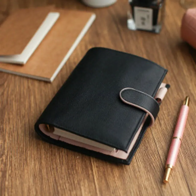 

Тонкий ежедневник Yiwi A7 A6 A5, черный и розовый цвет, дневник, органайзер из натуральной кожи для ежедневника, блокнот