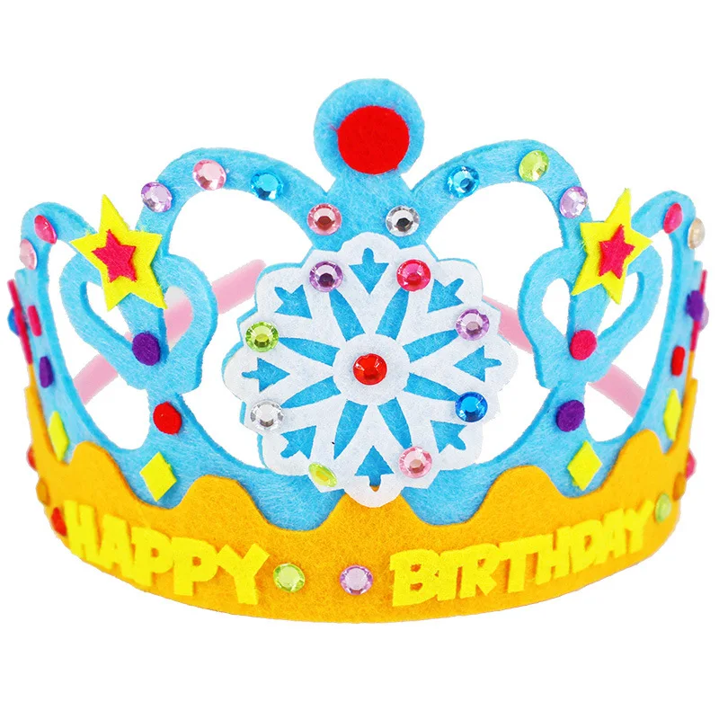 

3PCS/set Non-woven DIY Crown Hat Princess Headwear Toy Handmade Creative Arts And Crafts Toys Learning Children Birthday Gifts