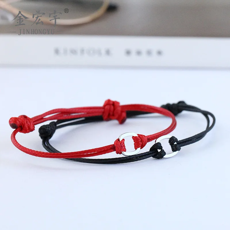 

S925 silver hand-woven red rope bracelet female han edition student lovers hand rope a pair