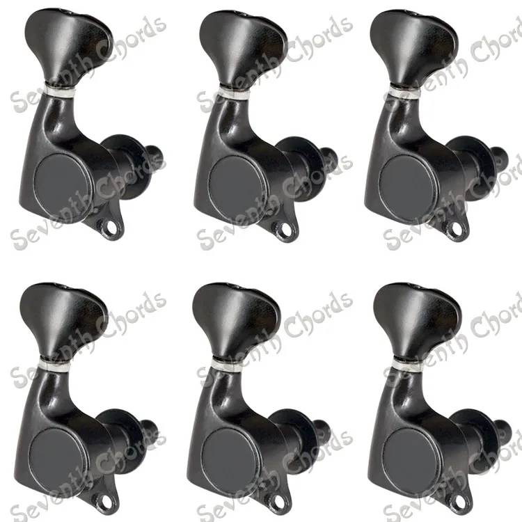 

A Set of 6R Black Inline Guitar Tuning Pegs keys Machine Heads Tuners For Electric Guitar - Small Fish tail Butt (MHT-QFB-BK-6R)