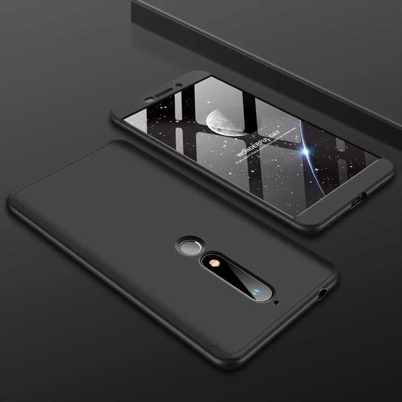 Для Nokia 6,1 TA 1043 чехол цветной 360 градусов защищенный полный корпус матовый чехол для Nokia 6 TA-1043 с защитным стеклом