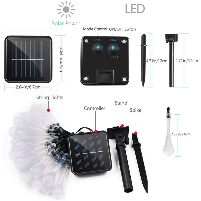 100 светодиодный светильник на солнечной батарее с кристаллами