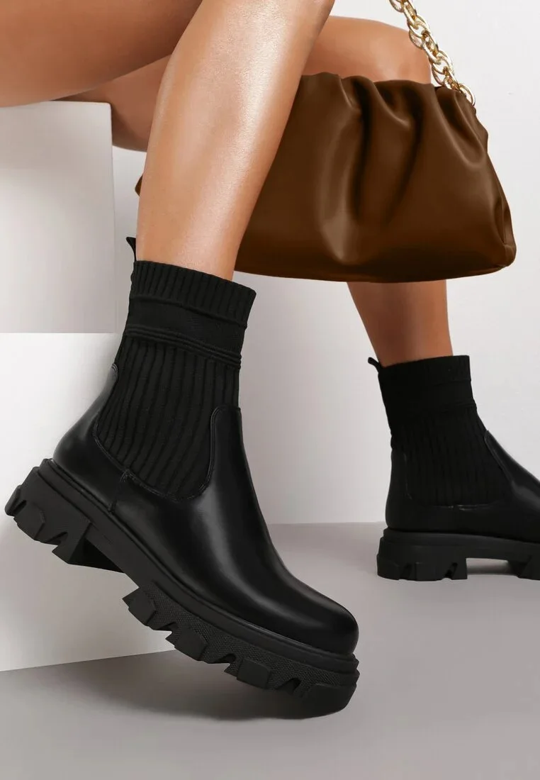 

Женские ботильоны из натуральной кожи на толстой подошве, зимняя женская обувь, модные крутые короткие ботинки, повседневная обувь, Размеры...